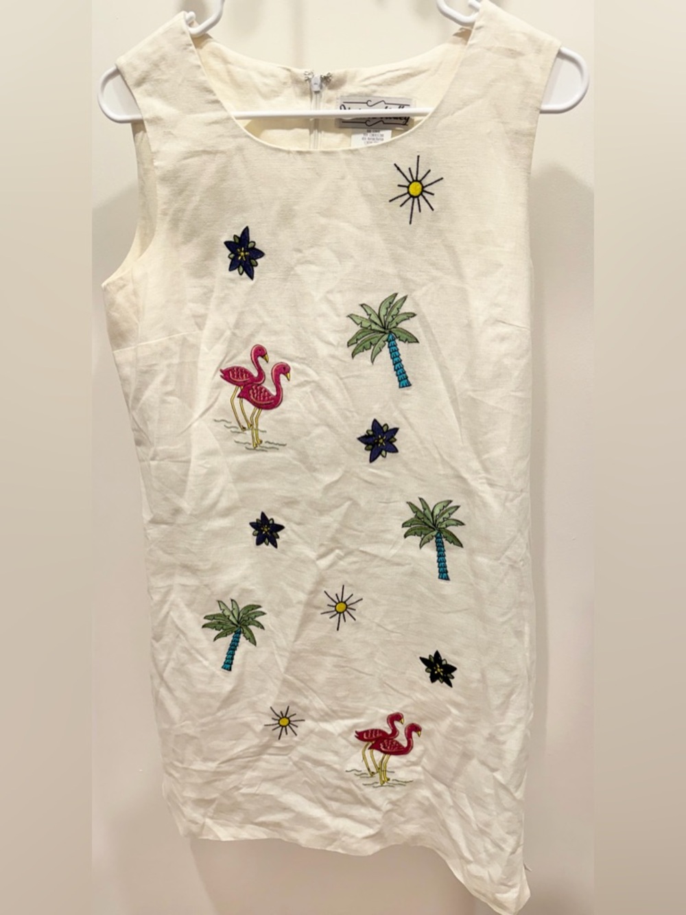VINTAGE VICTORIA HOLLEY Tropical Linen Embroidered Dress - Picture 2 of 5
